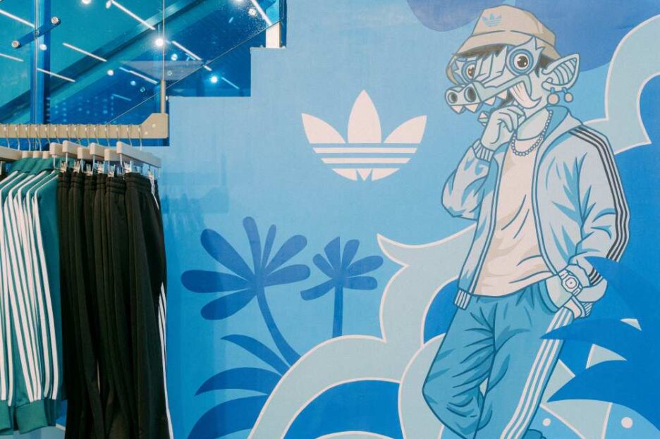 adidas Originals menggandeng ilustrator asal Bali, Monez, untuk menghadirkan mural eksklusif yang menghiasi interior toko. 