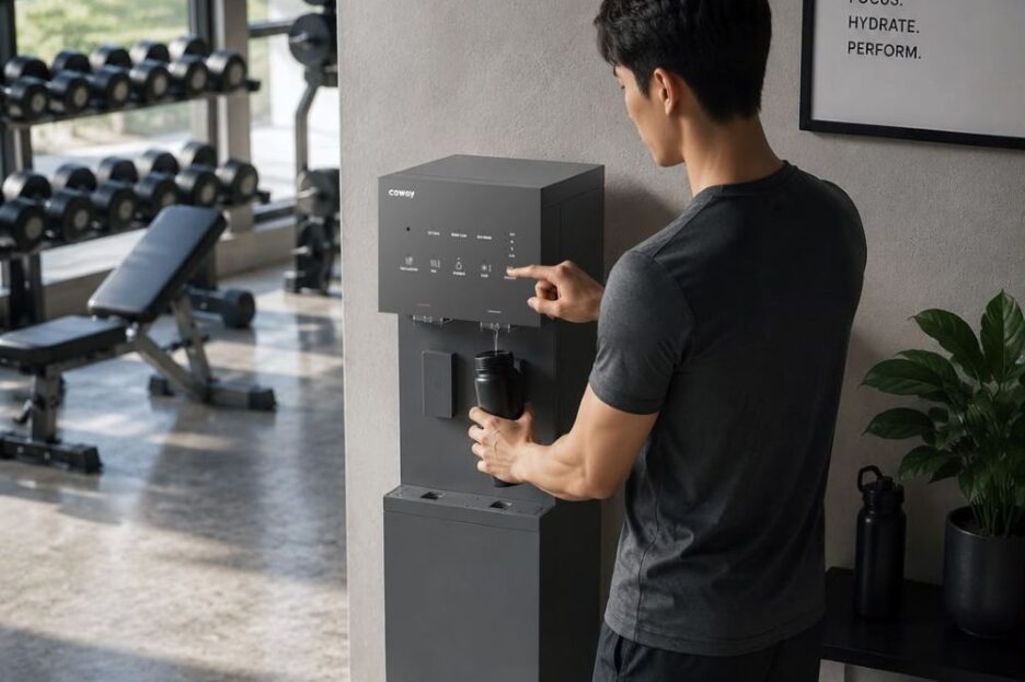 Coway Slim Stand, pemurni air berdesain ramping yang mendukung kebutuhan air berkualitas di rumah.